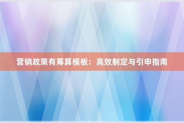 营销政策有筹算模板：高效制定与引申指南